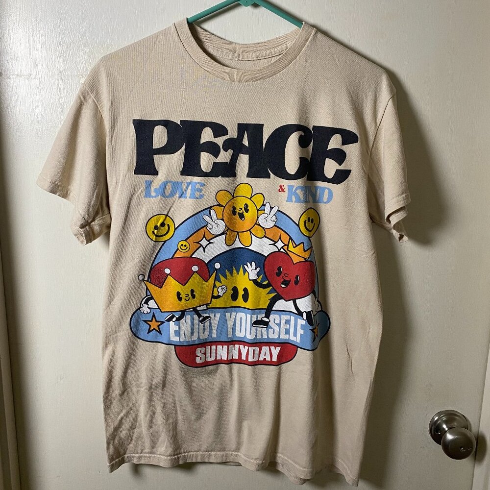 PacSun Peace Love Kind Graphic Tee Beige Size M